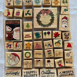 Set of 44 Christmas/Holiday rubber stamps
